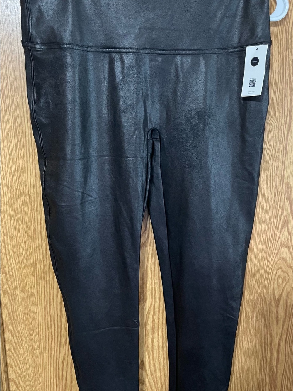 SPANX Black Faux Leather Shine Leggings